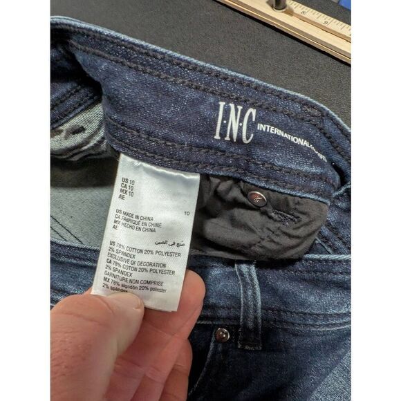 Inc Destructed Fray-Trim Crossover Blue Denim Tulip Hem Denim Skirt Size - Picture 4 of 5